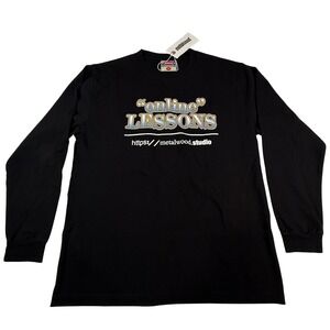 Metalwood Studio Online Lessons Long Sleeve Graphic Tee Black Mens Medium NEW